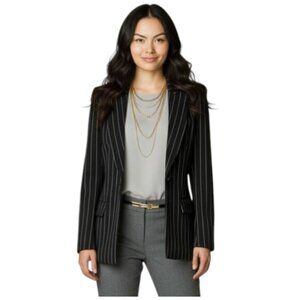 Isabel de Pedro Pinstripe Blazer Black Gray Tailored Made in Spain US 0